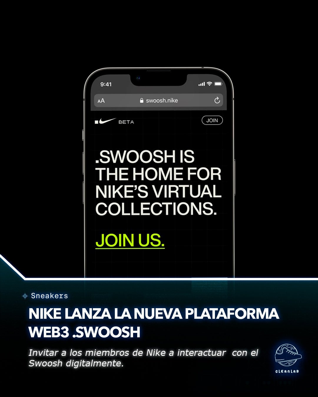 Noticia Sneakers | Nike lanza la nueva plataforma Web3 .SWOOSH - Clean Lab