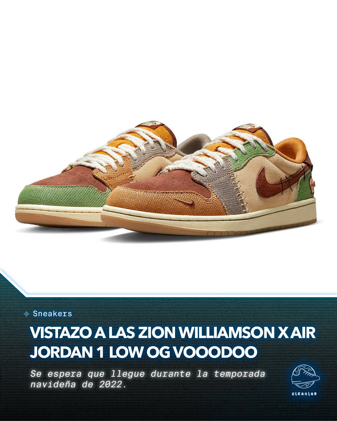 Noticias Sneakers | Echa un vistazo oficial a las Zion Williamson x Air Jordan 1 Low OG "Voodoo" - Clean Lab