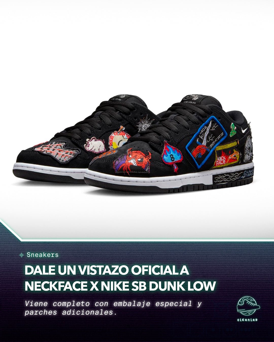 Noticias Sneakers | Echa un vistazo oficial a Neckface x Nike SB Dunk Low - Clean Lab