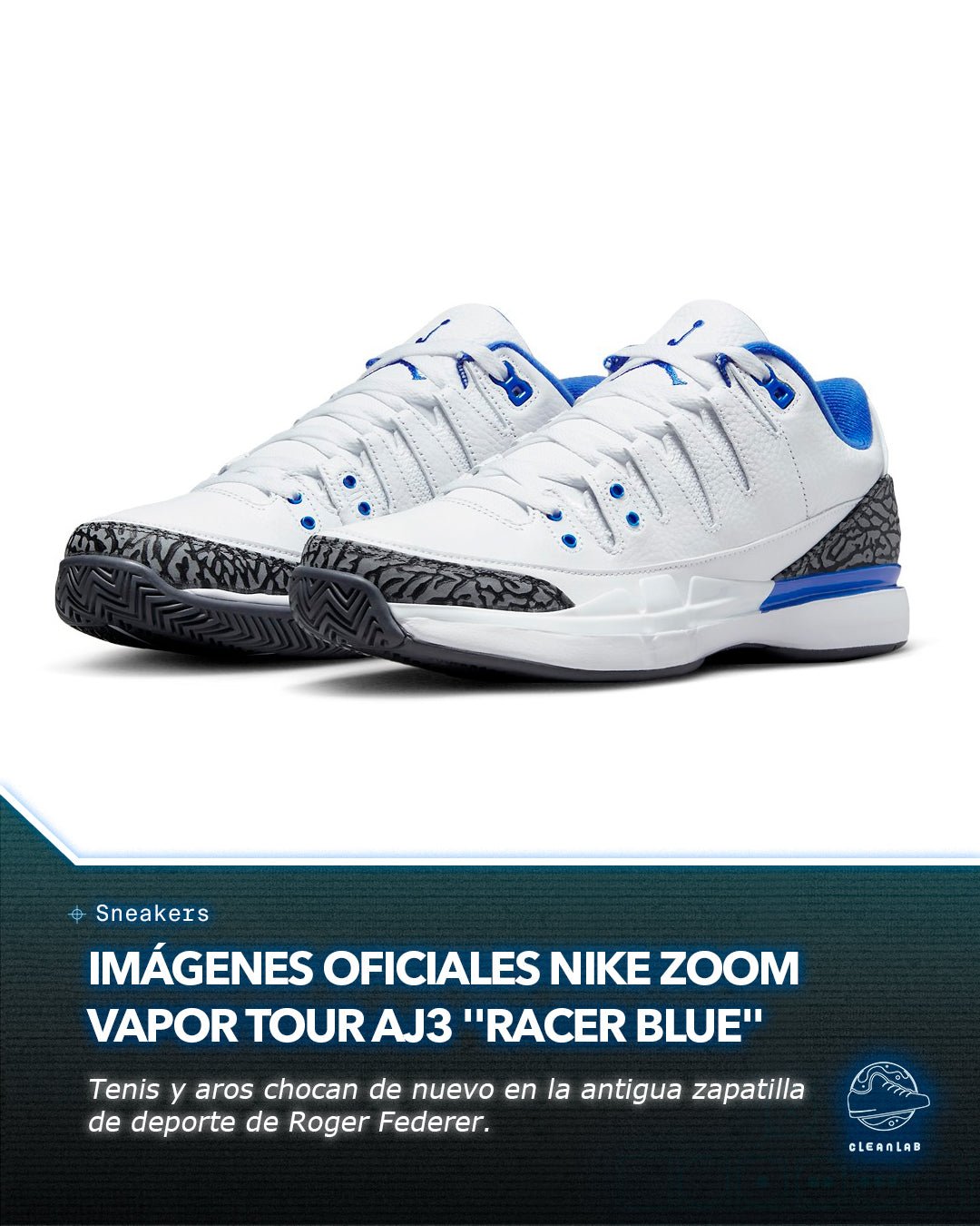 Noticias Sneakers | Imágenes Oficiales De Las Nike Zoom Vapor Tour AJ3 "Racer Blue" - Clean Lab