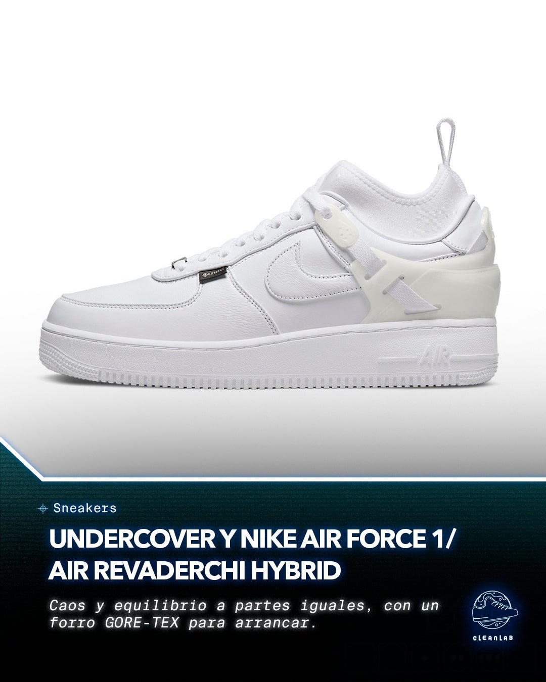 Noticias Sneakers | Imágenes Oficiales de UNDERCOVER y Nike's Air Force 1/Air Revaderchi Hybrid en Blanco - Clean Lab