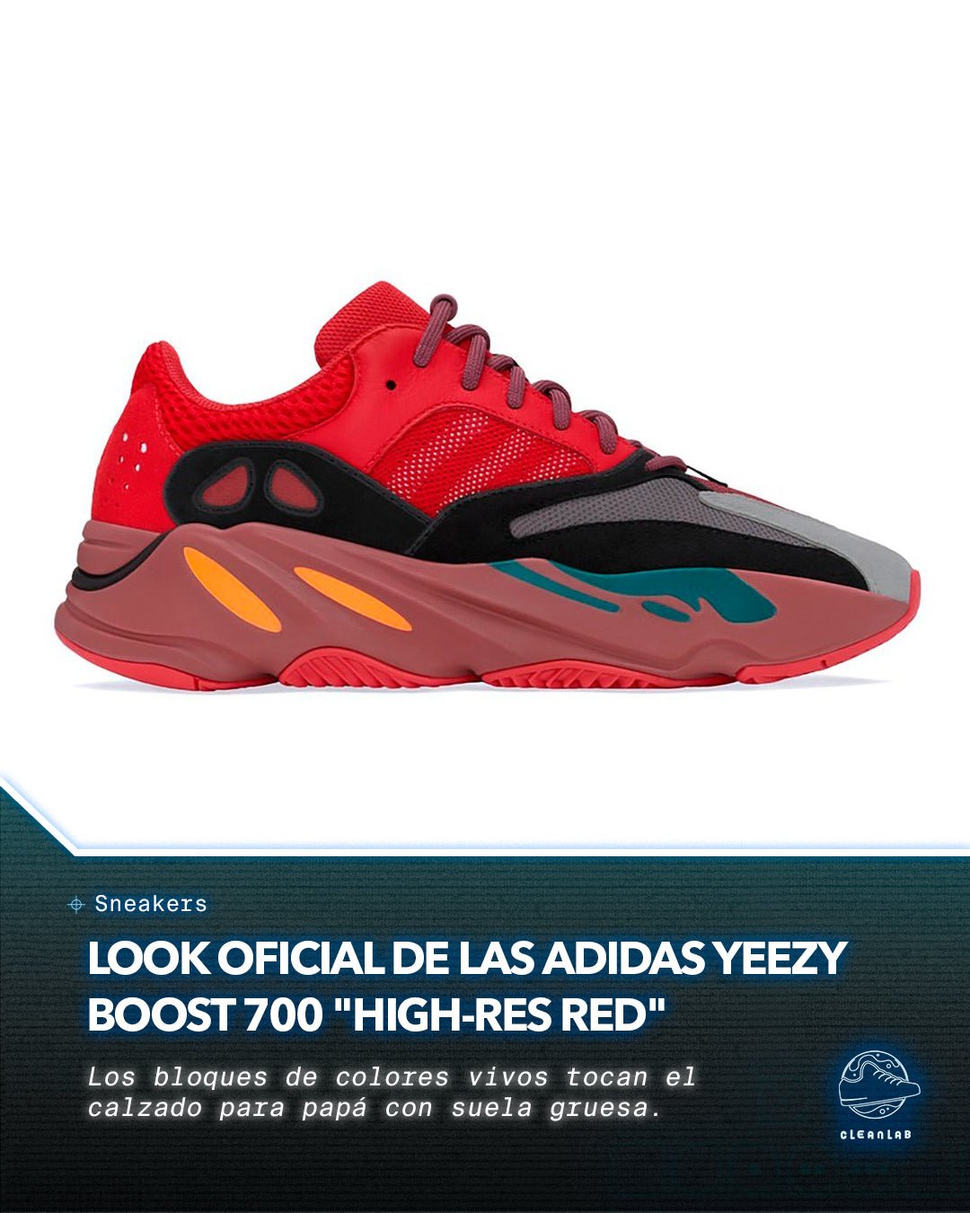 Noticias Sneakers | Look oficial de las adidas YEEZY BOOST 700 "High-Res Red" - Clean Lab