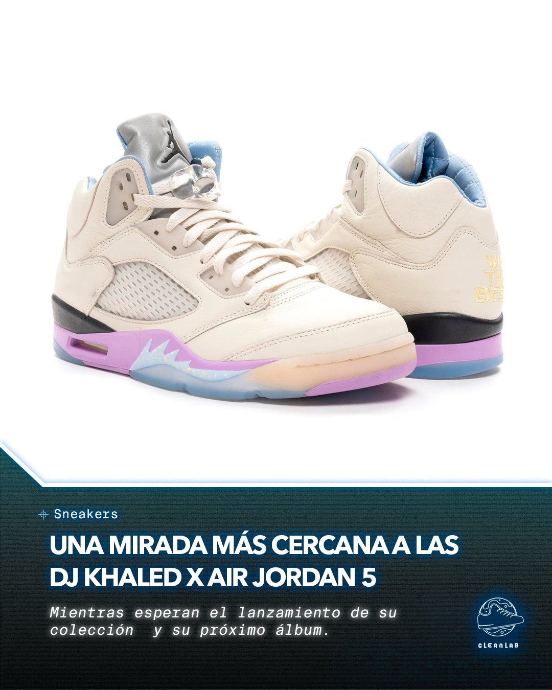 Noticias Sneakers | Una mirada más cercana a las DJ Khaled x Air Jordan 5 en "Sail" y "Crimson Bliss" - Clean Lab