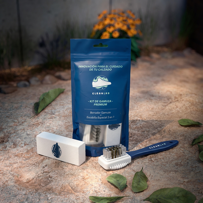 Kit de Gamuza Premium de Clean Lab con borrador especial y escobilla de cerdas mixtas para limpieza en seco
