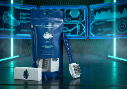Kit de Gamuza Premium de Clean Lab con borrador especial y escobilla de cerdas mixtas para limpieza en seco