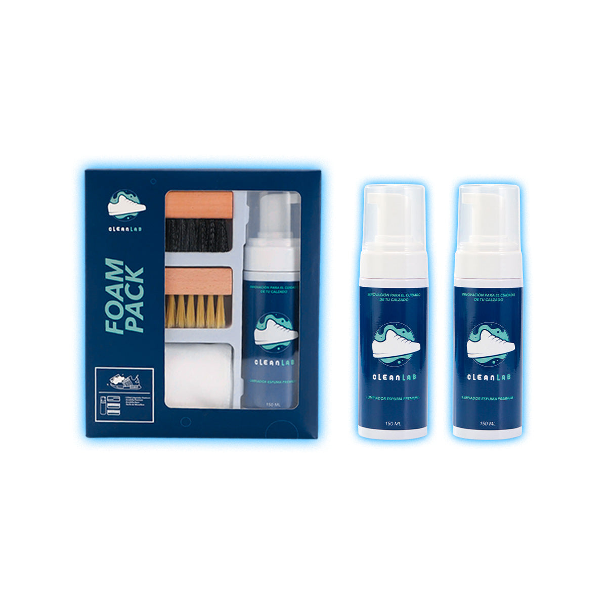 Foam Pack + Limpiador Espuma Premium 2 unid - Limpieza de Tenis